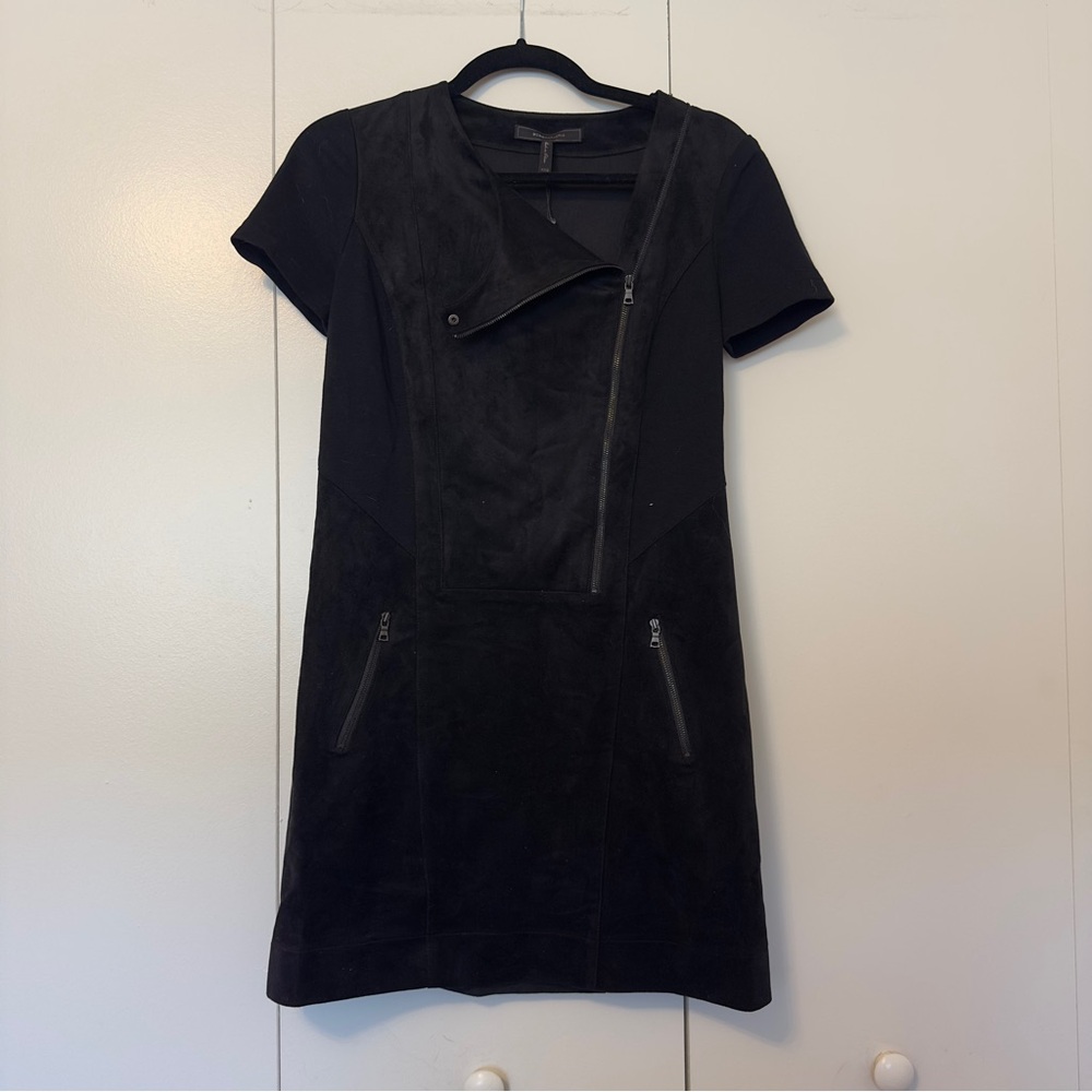 BCBGMAXAZRIA Heather Faux Suede Mini Dress | Black